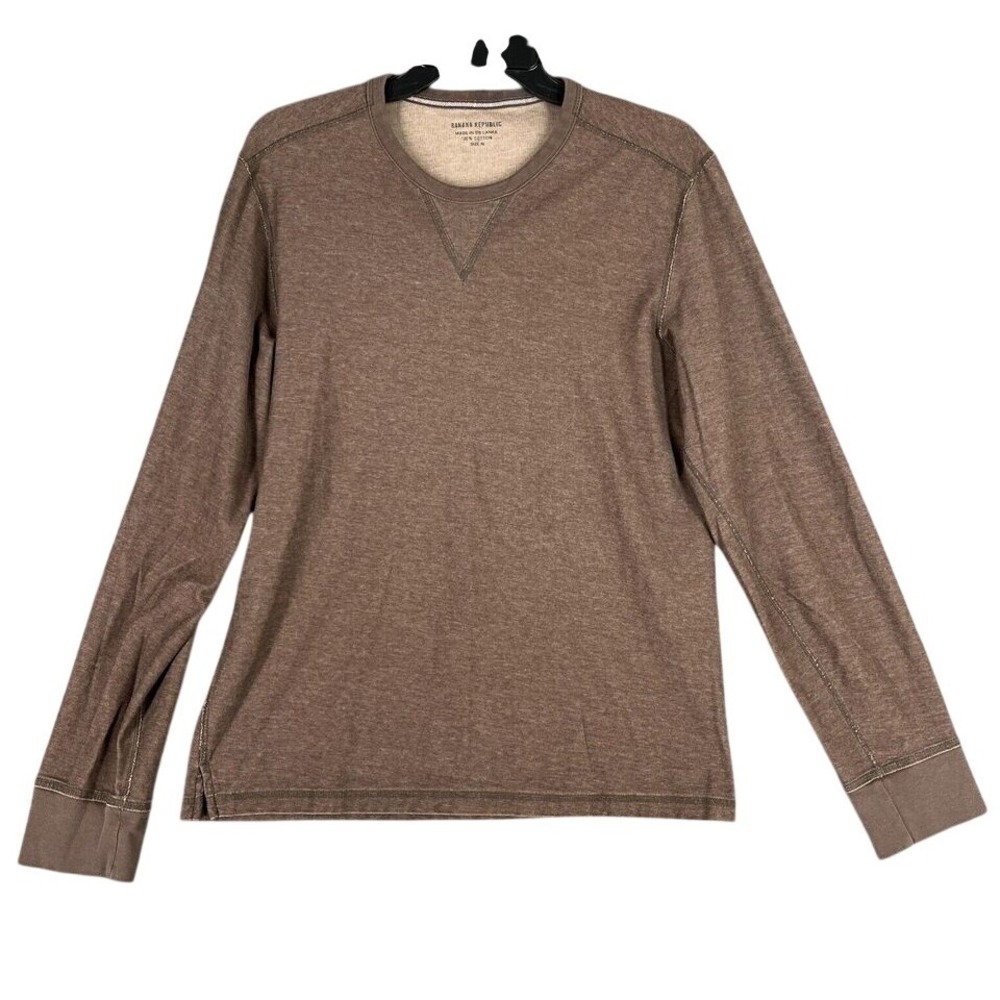 Banana Republic Shirt Mens Medium Brown Long Sleeve Relaxed Casual Fit Crewneck‎